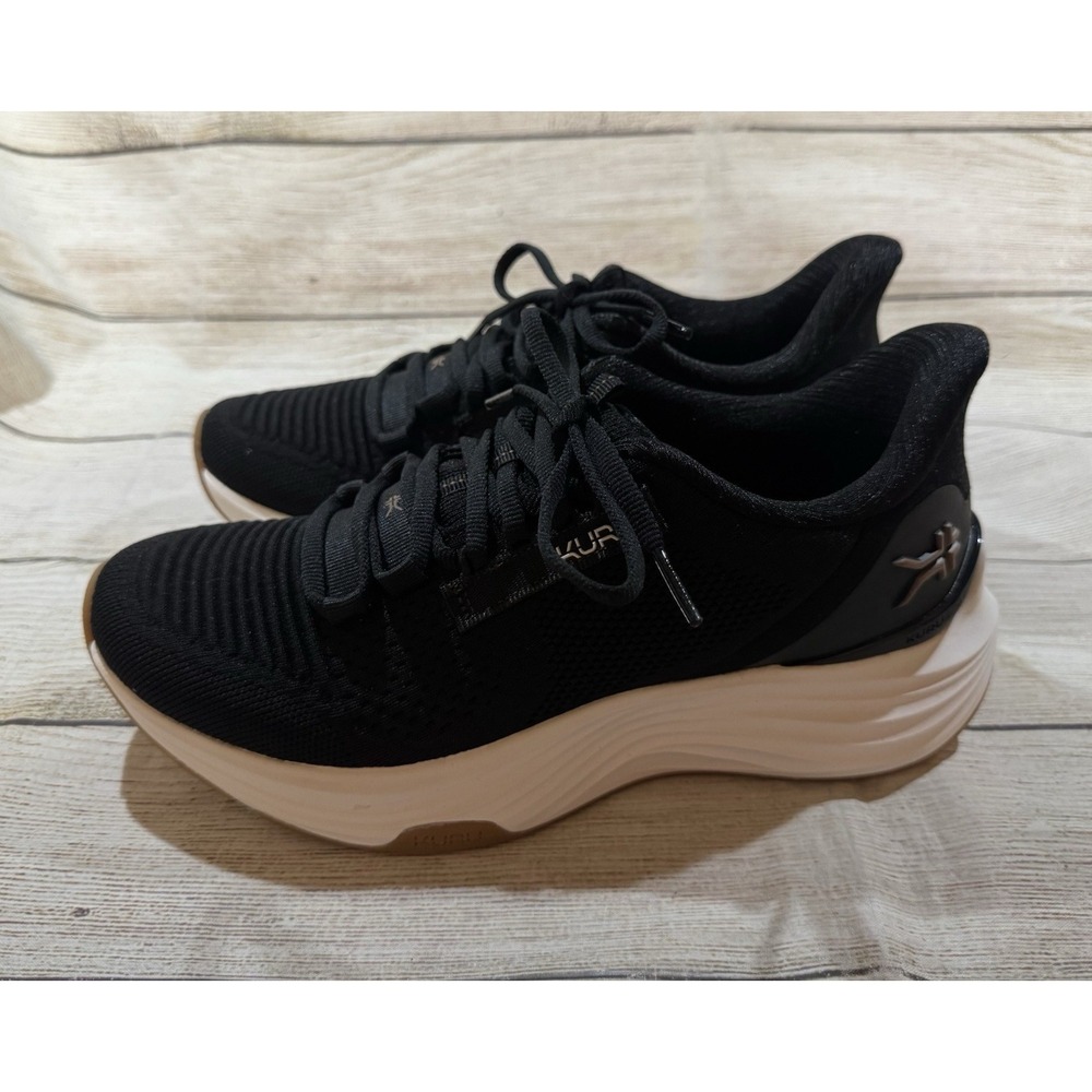 KURU Atom 2 Jet Black Tan Shoes Sneakers Comfort Heel Support Wmns Sz 7 M - Picture 2 of 7